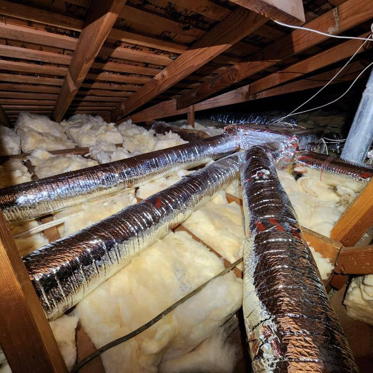 Attic Insulation, Roof Rafter Insulation, & Duct Installation